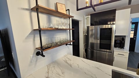 Sit at island with coffee and morning TV!