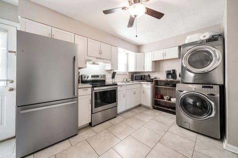 Kitchen: The kitchen has been recently remodeled to offer more space, with new stainless appliances, an island table, utensils, and a new washer/dryer, all designed to make it even more convenient and functional.