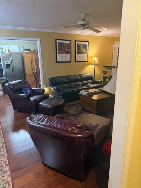 Living room also has a stationary desk bike