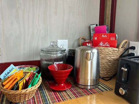 All you need... tea, coffee, kettle, grinder and pour over