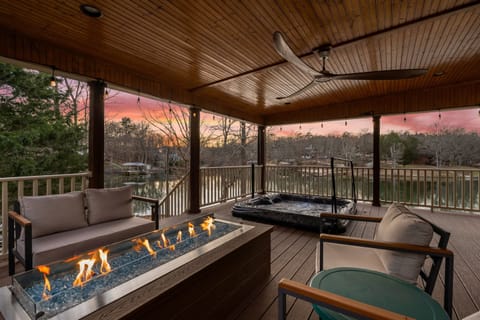Outdoor space, hot tub, fire table.