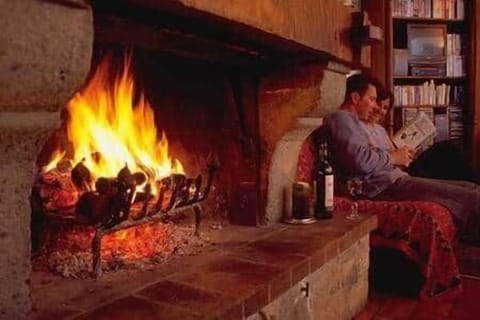 The welcoming fireplace