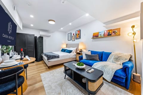 Stylish living room with a comfortable sofa and modern décor.