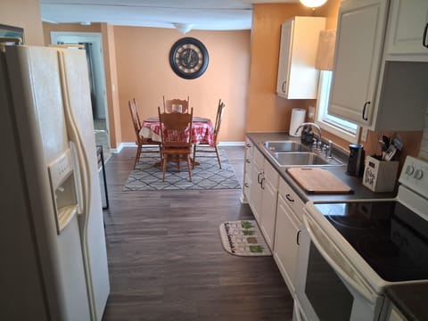 kitchen into dining area
