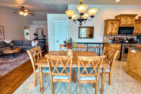 Gather around the dining table for conversation, food, and fun.