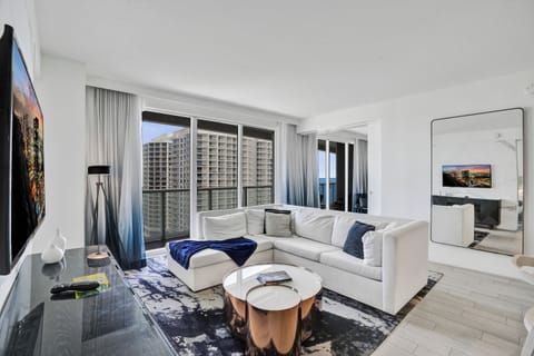 Elegant open-plan living area with plush seating
