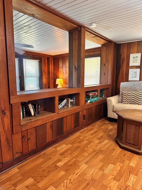 Living area looking into open sleeping area