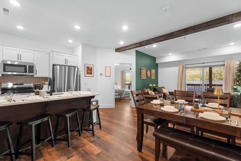 Kitchen and dining with seating for 9