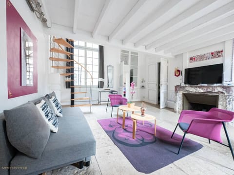 Salon, cheminée, télévision