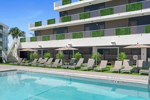 Stretch out on shaded loungers between refreshing dips.