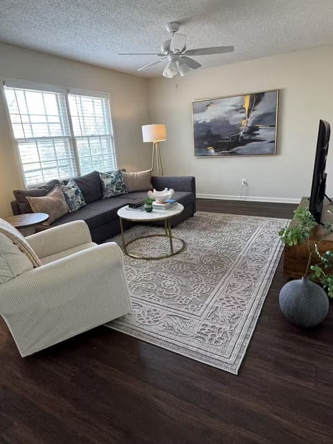 Living room with 60 inch smart TV