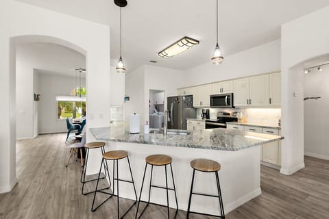 Kitchen island with seating for casual dining and conversation