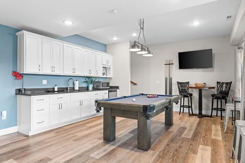 Pool table downstairs to challenge the family!