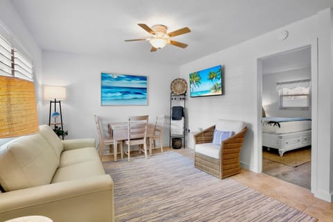 Living Area with tropical artwork