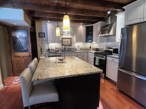 Kitchen appliances and island