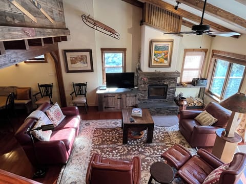 Comfortable living room from the stairs to loft