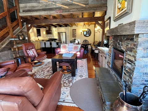 Living area with fireplace