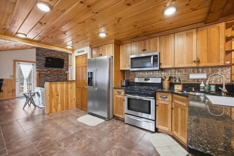 Stainless steel appliances and plenty of counter space.