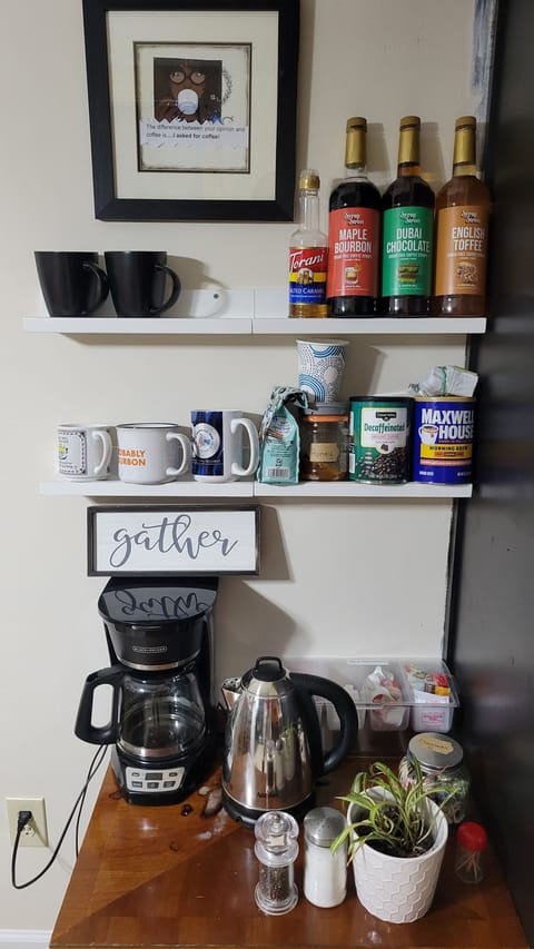 Fully stocked coffee bar.