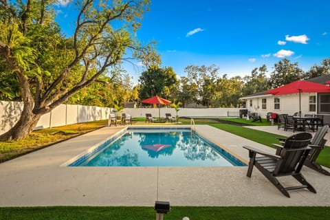 Start your day with a refreshing dip in your private pool, surrounded by sunshine, loungers, and wide-open outdoor living.