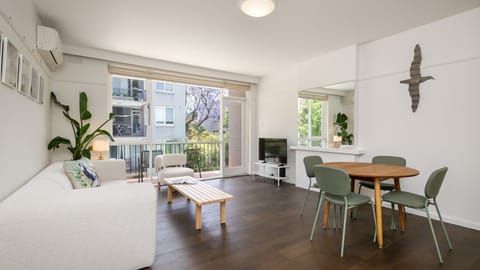 Open living and dining space.