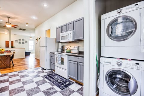 Washer, dryer, and soap conveniently available for your stay.
