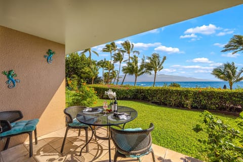 Private lanai with sweeping ocean scenery