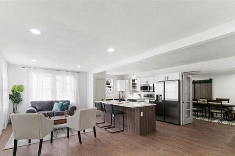 Living room with open layout and natural light