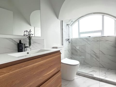 Bathroom. Brand new fittings and tile shower.