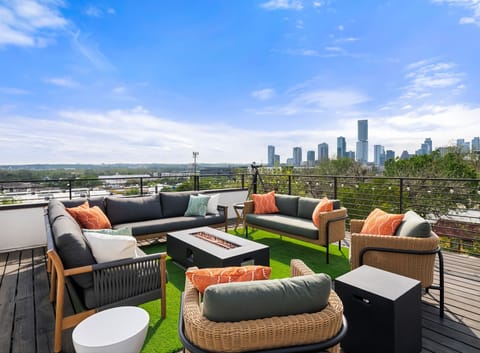 The ultimate rooftop retreat: perfect for sunset cocktails, group gatherings, and city views.