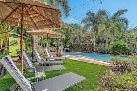 Outdoor pool space with calm energy