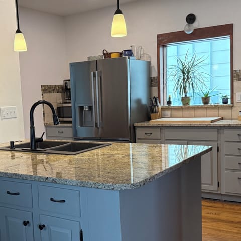 Spacious and convenient kitchen layout.