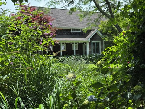 View of the house from the backyard garden.