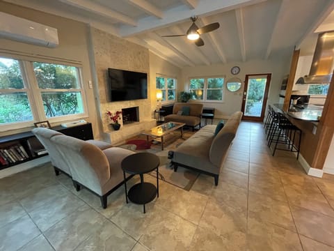 Living room and kitchen peninsula