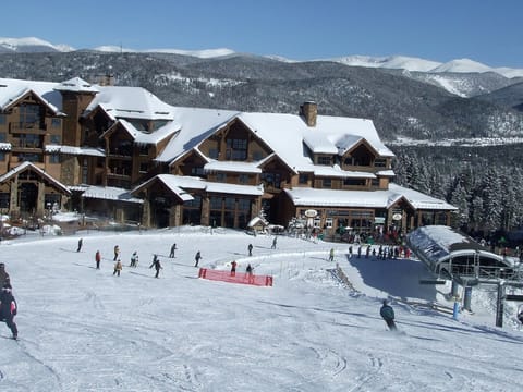 Right on the slope to ski out and back in