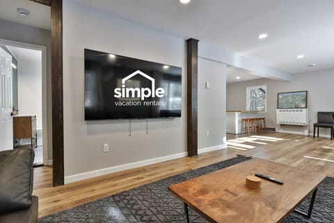 Put on a movie while the kitchen and dining table stay close by.
