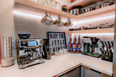 Coffee bar, Espresso machine and drip coffee. Whole beans provided 