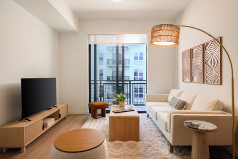 Living space, an airy, open-concept layout designed to let the outside in.