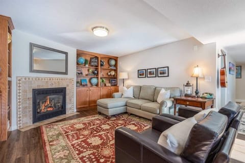 Cozy gather space with fireplace