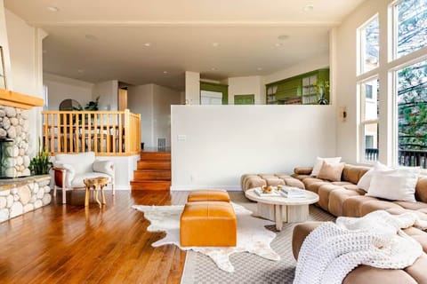 View of living room from deck