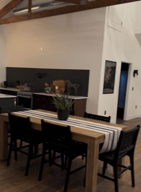 Dining area: table seats 6, island seats 2