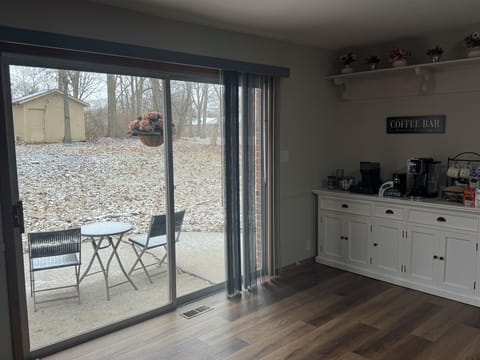 Dining room area out to the shade shaded yard