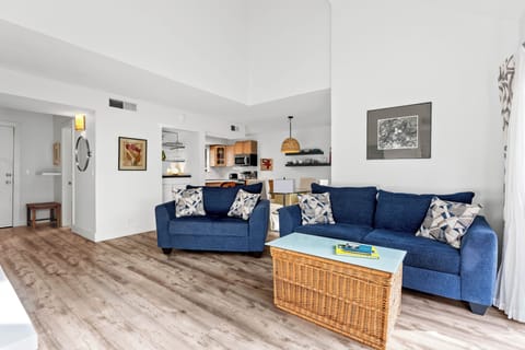 Sofa has pull out couch.