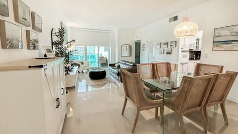 Dining room, living room and balcony