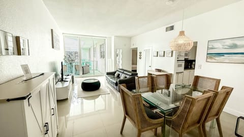 Dining room, living room and balcony