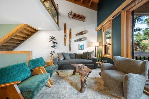 Enjoy a beautifully decorated living area a stunning live edge coffee table