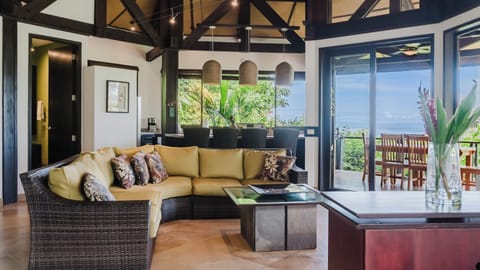 Living room and open gourmet kitchen