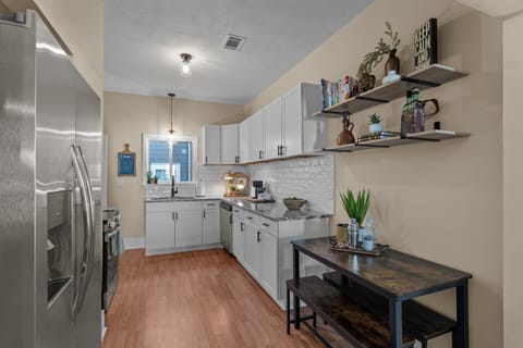 newly renovated kitchen with additional dining space