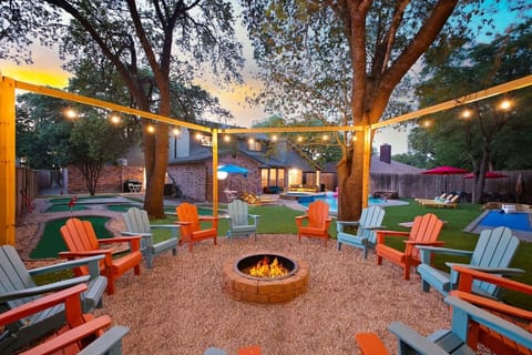  Day or night, the fire pit is perfect for connection and conversation.