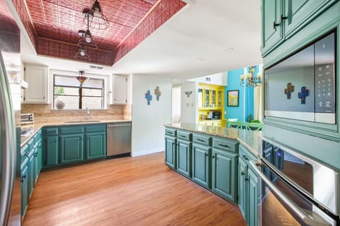  Fully stocked kitchen ready for pancake breakfasts and holiday feasts.